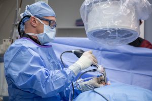 Dr. Abrams performing minimally invasive spine surgery