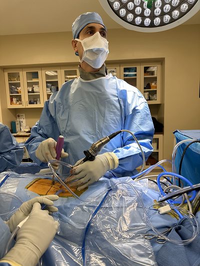 Dr. Salari during surgery